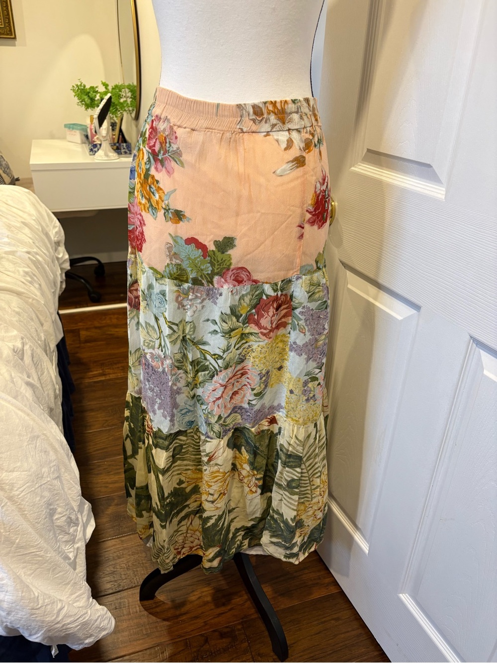 Vintage Floral Patchwork Maxi Skirt Plus Size Cottagecore Boho XXL - Picture 14 of 14